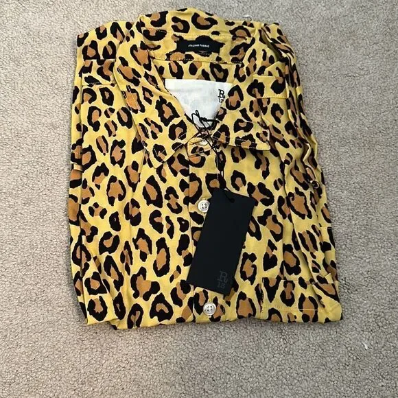 R13 leopard Buttondown NWT XS - Picture 3 of 4